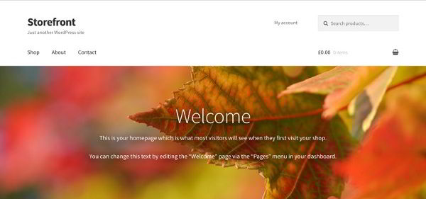 Thème Storefront (version gratuite de Skyverge/woocommerce)