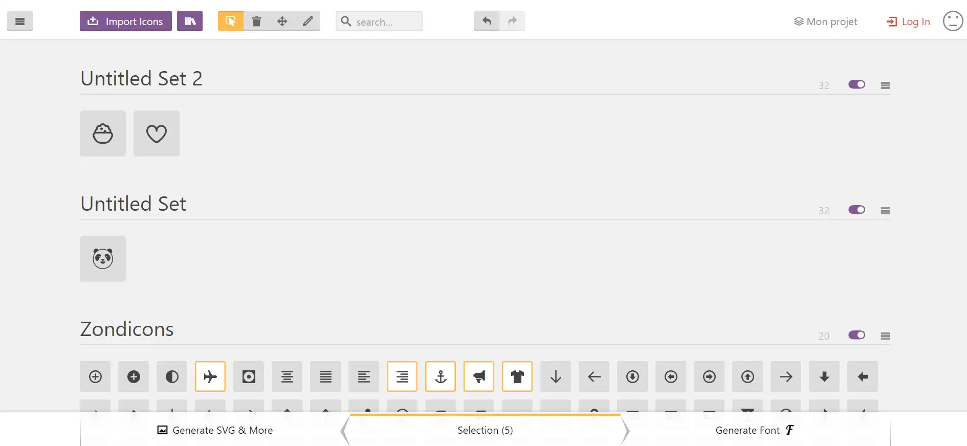 Constitution d'un pack icomoon