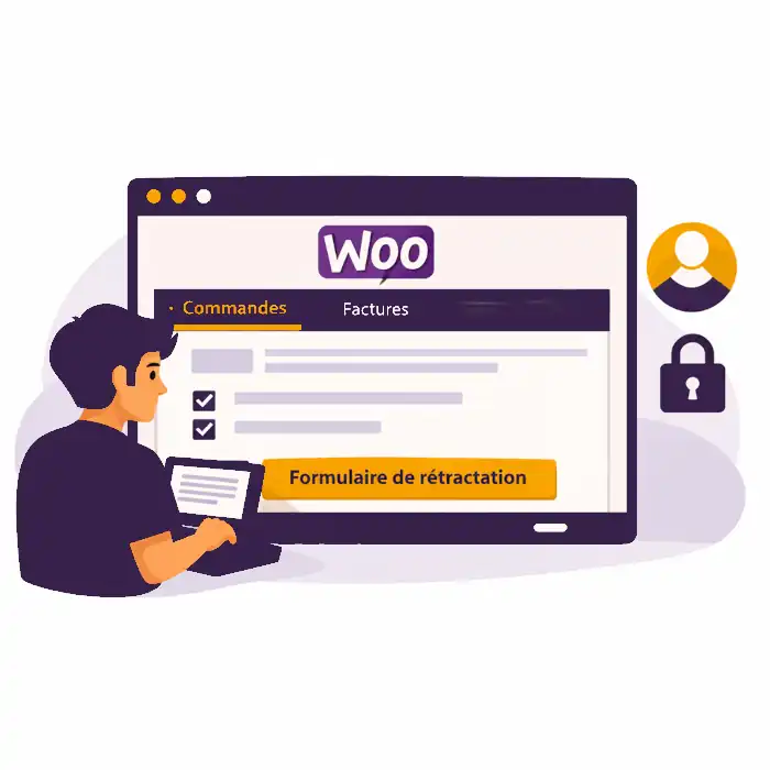 lien de retractation dans page mon compte 